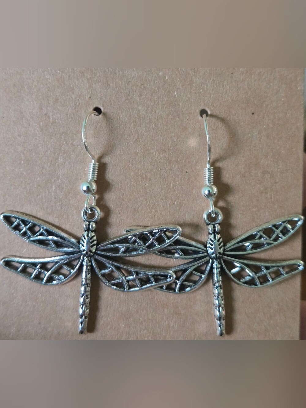 Handmade Silver Dragonfly Dangle Earrings - Women Jewelry